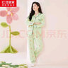 紅豆居家純棉睡衣女春秋長(cháng)袖撞色印花女士家居服套裝若草綠165/88A 曬單實(shí)拍圖