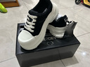 ABCICEY【明星同款】休閑帆布鞋女秋冬厚底增高6.5cm綁帶鞋 黑白 35 曬單實(shí)拍圖
