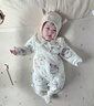 優(yōu)奇嬰兒連體衣洋氣可愛夾棉保暖哈衣加厚款連身衣男女寶寶裝a類家居 宮廷兔兔 66cm 曬單實拍圖