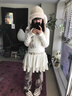 CONCISE KITE兔毛帽子巴拉克拉法帽女秋冬季護(hù)耳防寒防風(fēng)針織帽加絨保暖毛線帽 米白色-高端品牌禮盒裝實(shí)用高檔 曬單實(shí)拍圖