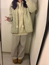 DXOT菱格棉韓系服女2025年新款冬季夾棉外套韓系超好看棉衣加厚棉襖女 豆綠色 M 【90-105斤】 曬單實(shí)拍圖