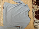 Olrain歐芮兒淺藍色長(cháng)袖T恤女早秋新款百搭高彈簡(jiǎn)約上衣 淺藍色 L 曬單實(shí)拍圖