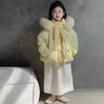 G.DUCKKIDS小黃鴨童裝女童羽絨棉服短款冬裝兒童外套女中大童大毛領(lǐng)開(kāi)衫棉衣 嫩黃色 140 尺碼9~10歲【130-140cm】cm 曬單實(shí)拍圖