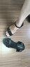 ZHR涼鞋女璀璨亮片一字帶女鞋夏季清涼透氣時(shí)尚搭扣女鞋淑女風(fēng)百搭小坡跟鞋子女 OM298  涼鞋 黑色 38 曬單實(shí)拍圖