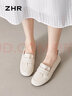 ZHR單鞋女精選牛皮一腳蹬樂(lè )福鞋女時(shí)尚平底經(jīng)典媽媽鞋 BT81 米色 37 曬單實(shí)拍圖