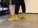 西域駱駝（VANCAMEL）真皮馬丁靴男士秋冬季2025新款切爾西鞋工裝靴男士英倫休閑大黃靴 卡其 42 標準運動(dòng)碼 曬單實(shí)拍圖