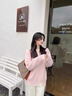 媛舍（YUANSISE）孕婦裝秋裝套裝新款休閑洋氣時(shí)尚褲子兩件套小個(gè)子孕婦毛衣秋冬 粉色上衣(單件) L 曬單實(shí)拍圖