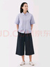 無印良品（MUJI）女式 易干彈力泡泡紗輕便七分褲 褲子女款25年夏季女裝BE1VSA5S 藏青色 M （160/66A） 曬單實(shí)拍圖