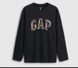 GAP男女裝2025秋季新款logo涂鴉印花純棉寬松長(cháng)袖T恤上衣787426 黑色 XL (180/100A) 亞洲尺碼 曬單實(shí)拍圖