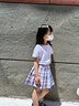 真維斯女童百褶裙學(xué)院風(fēng)兒童裙子夏季女孩中大童格子短裙可愛(ài)jk裙 粉 140 曬單實(shí)拍圖