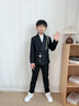 DOMIAMIAKIDS新中式男童西裝套裝兒童西服國潮風(fēng)男寶主持生日宴禮服演出服 黑色刺繡西裝5件套 150 （身高140-150）［體重66-75斤］ 曬單實(shí)拍圖