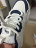 回力（Warrior）官方男鞋夏季皮面板鞋男休閑運動(dòng)鞋男厚底百搭鞋子男款白深藍40 曬單實(shí)拍圖