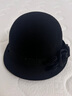 上海故事純羊毛帽子女秋冬保暖毛呢禮帽復古卷檐網(wǎng)紗緞面玫瑰圓頂帽 黑色 曬單實(shí)拍圖