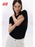 H&M女裝T恤春季圓領(lǐng)時(shí)尚休閑簡(jiǎn)約寬松棉質(zhì)短袖上衣1270848 白色 S 160/88 曬單實(shí)拍圖