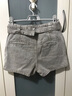 MO&Co.牛仔短裙褲棉質(zhì)阿蘇特染工裝口袋附腰帶低腰廢土風(fēng)摩安珂 砂礫色 XS 25 曬單實(shí)拍圖
