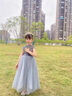 小咔衣濃兒童禮服公主裙花童婚紗小女孩生日主持人高端女童鋼琴演出服秋季 灰色長(cháng)款無(wú)袖01-C2 130 曬單實(shí)拍圖