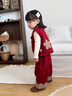 班喜迪女童秋冬套裝2025新款兒童新年衣服過(guò)年服拜年服冬季寶寶周歲禮服 紅色 100 曬單實(shí)拍圖