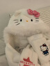 辣妹物語(yǔ)可愛(ài)卡通毛絨帽子圍巾一體女冬季可愛(ài)防寒保暖手套三件套 hellokitty 均碼 曬單實(shí)拍圖