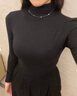 嫻柔莫代爾黑色高領(lǐng)打底衫女春秋冬季內搭輕薄長(cháng)袖t恤顯瘦保暖上衣 黑色【高領(lǐng) 莫代爾】 S 曬單實(shí)拍圖