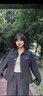MsShe【仿牛仔套裝】大碼女裝2025秋裝胖mm格紋拼接外套闊腿長(cháng)褲 【襯衫+褲子】藏青藍色現貨 XL 曬單實(shí)拍圖