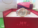 I&W CARNIVAL HWGUOJI瑞士手表男士全自動機(jī)械表防水夜光雙日歷商務(wù)男腕表名表十大品牌 愛沃馳皮帶間金白面【男款】 定制刻字+原裝皮表帶 曬單實(shí)拍圖