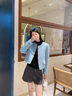 香影藍(lán)色小香風(fēng)外套女2025秋季新款圓領(lǐng)輕奢正肩優(yōu)雅氣質(zhì)毛呢上衣 航線(xiàn)藍(lán) S 曬單實(shí)拍圖