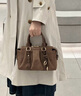 CHARLES&KEITH25冬新品復古絨面小方包波士頓包CK2-30671820-1 Mocha Brown摩卡棕 S 曬單實(shí)拍圖
