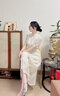 布符夏季新品國(guó)風(fēng)灰暈染印花側(cè)褶連衣裙流行顯瘦氣質(zhì)裙子女 灰暈染 XL 曬單實(shí)拍圖