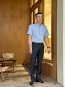 沙馳（SATCHI）男裝男士西褲秋冬新款商務(wù)桑蠶絲羊毛混紡褲子直筒男 深藍 34 曬單實(shí)拍圖