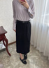 玖姿·安娜蔻氣質(zhì)職場(chǎng)通勤風(fēng)休閑醋酸直筒裙半身裙女2025春季新款 素黑 M 曬單實(shí)拍圖