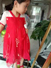 艾諾輪女童漢服夏兒童唐裝漢服中國(guó)風(fēng)夏裝裙子夏季女孩仙女飄逸古裝襦裙 漢服繡花連衣裙 紅色 120 建議身高110CM 曬單實(shí)拍圖