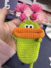 爾山集小眾創(chuàng  )意可愛(ài)卡通汽車(chē)鑰匙包香腸嘴毛線(xiàn)汽車(chē)掛件大嘴怪鑰匙套通用 汽車(chē)鑰匙包【綠色粉辮】 曬單實(shí)拍圖