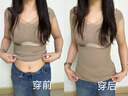 冬季保暖塑身衣上半身帶胸墊加絨背心女收腹束腰塑形瘦身美體內衣 卡其色 L 【建議100-120斤】 曬單實(shí)拍圖