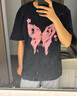 will not美式復(fù)古高街蝴蝶純棉短袖t恤男女夏寬松歐美潮牌情侶vintage上衣 黑色 高質(zhì)量精梳棉 L 曬單實拍圖