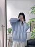 薇戀夢(mèng)嵐藍(lán)色奶系秋冬毛衣開(kāi)衫女2023新款慵懶風(fēng)寬松V領(lǐng)溫柔針織外套上衣 奶藍(lán) S(77-90) 曬單實(shí)拍圖