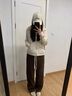 柯蘭娜加絨闊腿褲女秋冬女褲直筒褲雪尼爾羊羔絨加厚保暖棉褲休閑褲 咖色長(zhǎng)褲- 加絨 羊羔絨 L 曬單實(shí)拍圖