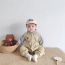 G.DUCKKIDS小黃鴨童裝嬰兒衣服春秋一歲男寶寶秋裝背帶褲套裝帥氣連體外出服 卡其色 90cm 90碼建議1~2歲【 80-】cm 曬單實(shí)拍圖