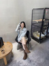 ZHR堆堆短靴女復古平底加絨馬丁靴外穿美拉德西部牛仔靴EH269A咖色37 曬單實(shí)拍圖