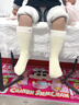 成長(cháng)寄嬰兒襪子冬季加絨加厚保暖中筒襪新生寶寶室內學(xué)步防滑隔涼地板襪 米色+粉色 1-3歲 M碼 （建議腳長(cháng)12-14cm） 曬單實(shí)拍圖