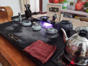 艾瑩嘉（Aiyingjia）整塊烏金石茶盤(pán)功夫茶具套裝家用全自動(dòng)一體客廳流水霧化景觀(guān)茶臺 01荷塘月色茶盤(pán)＋龍騰哥窯套裝 曬單實(shí)拍圖
