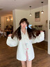 詩(shī)丹蕊甜美學(xué)生拼接小碎花外套女2024春秋款設計ins寬松百搭夾克上衣新 杏色 均碼【可備注碼數】 曬單實(shí)拍圖