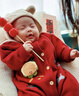 G.duck新生嬰兒衣服開春外出服男寶寶春裝針織連體衣嬰幼兒毛衣嬰童哈衣 紅色寶寶單層爬服 66cm (建議5-14斤) 曬單實(shí)拍圖