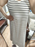 芬騰帶胸墊吊帶睡裙夏季女士純棉薄款睡衣裙休閑條紋家居裙中長(cháng)裙 黑白條紋(帶胸墊丨免穿內衣) XL 曬單實(shí)拍圖