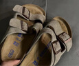 爾山集勃肯鞋女夏季外穿拖鞋真軟皮釣魚涼鞋厚底休閑時(shí)尚舒適復(fù)古涼拖 橄欖綠 38 曬單實(shí)拍圖