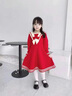 葉余六一兒童合唱演出服女童紅色禮服男童畢業(yè)詩歌朗誦小學(xué)生表演服裝 紅色短款連衣裙 收藏送發(fā)箍 140 曬單實(shí)拍圖
