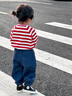 幼歌（YOUGE）嬰幼兒簡(jiǎn)約卡通刺繡點(diǎn)綴捏褶束口牛仔褲彈力舒適束腳褲 牛仔藍（66-90兩用襠） 90cm 曬單實(shí)拍圖