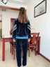 緹米媗中老年女裝秋裝休閑套裝媽媽裝春秋運動服金絲絨時尚拼接三件套 孔雀藍（213088三件套） 2XL 建議穿118-130斤 曬單實拍圖