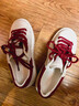蹀愫草莓奶蓋2025年新款厚底小白鞋真皮餅干鞋百搭運動(dòng)休閑板鞋 白色牛皮革/酒紅色羊皮革 36 230mm 曬單實(shí)拍圖