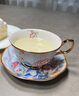 瑪戈隆特【七夕禮物】蓉花輕奢咖啡杯子下午茶咖啡杯高顏值陶瓷杯 【天青+粉玉】4頭 2杯2碟 250ml 曬單實(shí)拍圖