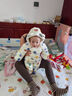 G.DUCKKIDS兒童連體羽絨棉服免洗易打理嬰幼兒連體衣新生0-18個月寶寶加厚爬 米色小花(雙拉鏈加絨加厚) 加手提袋 80 (建議4-9個月14-18斤) 曬單實拍圖
